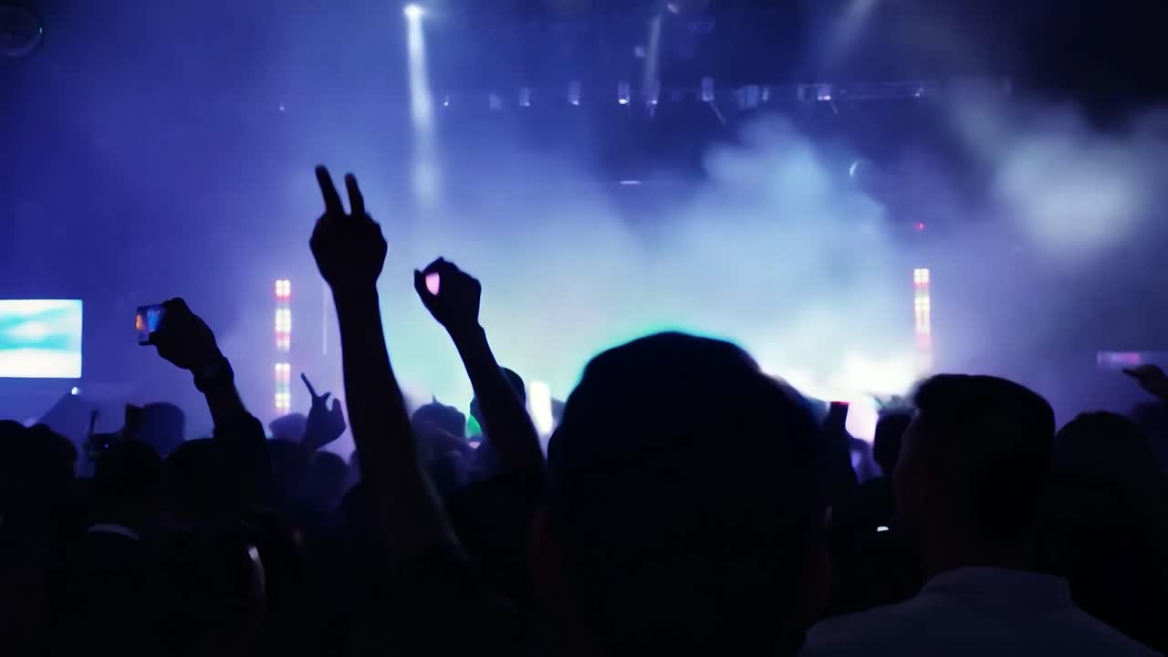 Uma multidão de pessoas dançando em um concerto