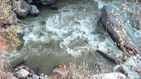 a slow-mo flow of a river in mountains of himachal pradesh