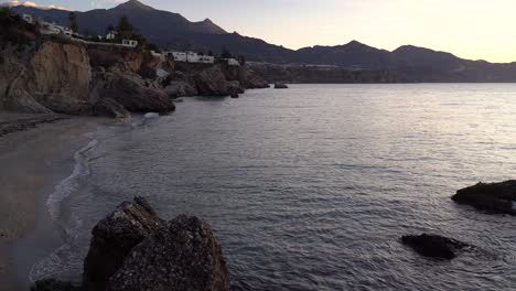 Pre-sunrise-moment-at-beach-in-Nerja,-Spain