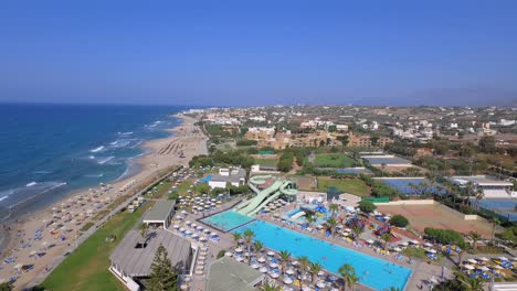 the touristic city hersonissos on crete. aerial shot