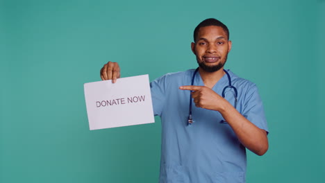 healthcare employee requesting philanthropic donations for patients