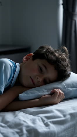 young boy sleeping peacefully in bed