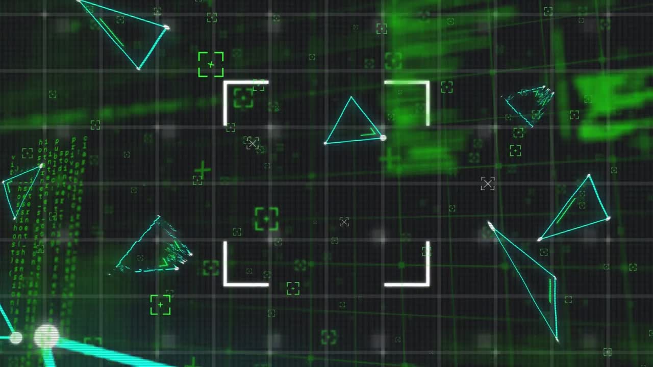 검은색 배경에 있는 데이터 처리 및 모양의 애니메이션