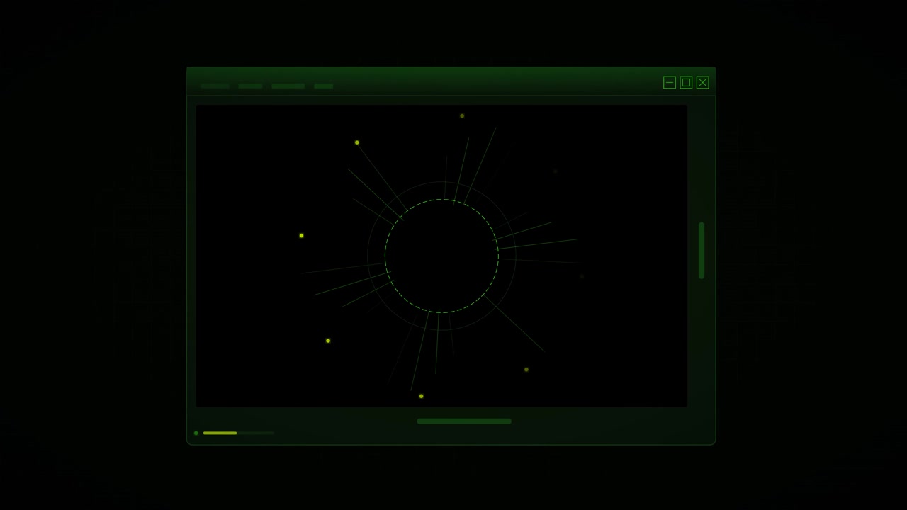 Abstract Digital Interface with Rotating Circular Data Visualization