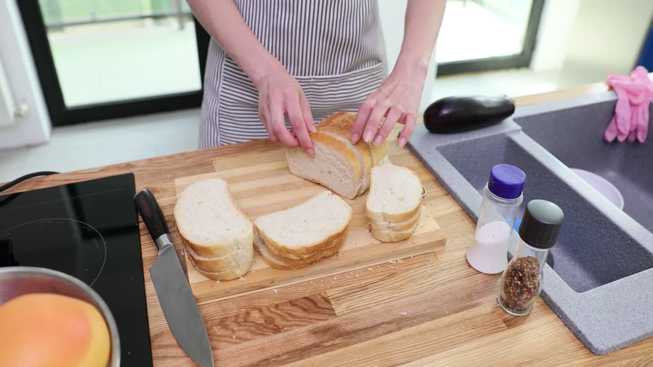 Preparing bread in the kitchen