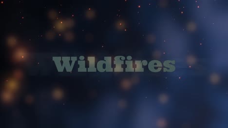 wildfire text animation with burning letters that turn to ash and embers and sparks that dissipate with the smoke