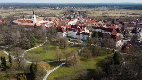 A-castle-grounds-near-a-historic-small-town-Trebon