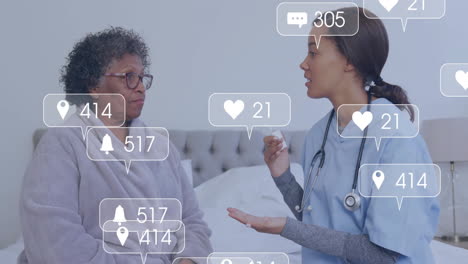 Discussing-with-patient,-healthcare-professional-with-social-media-notifications-animation