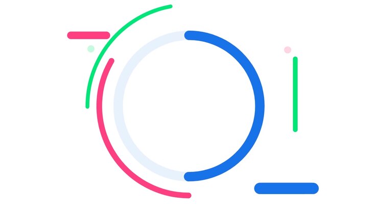 Grafica in Movimento Astratta con Linee Circolari Colorate Rotanti