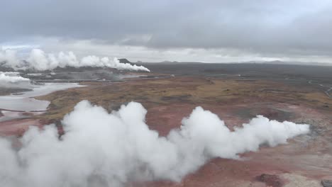 shot rising above the steam from a geothermal vent