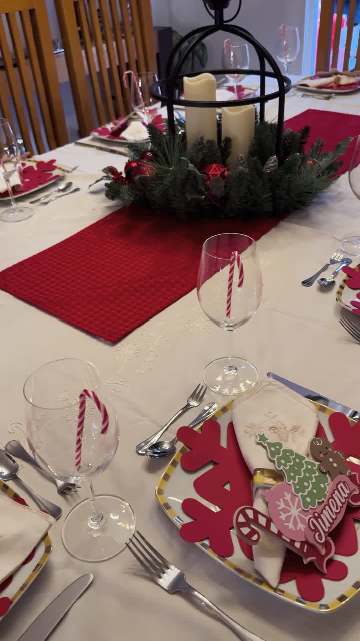 Christmas dinner table decor set with decorations