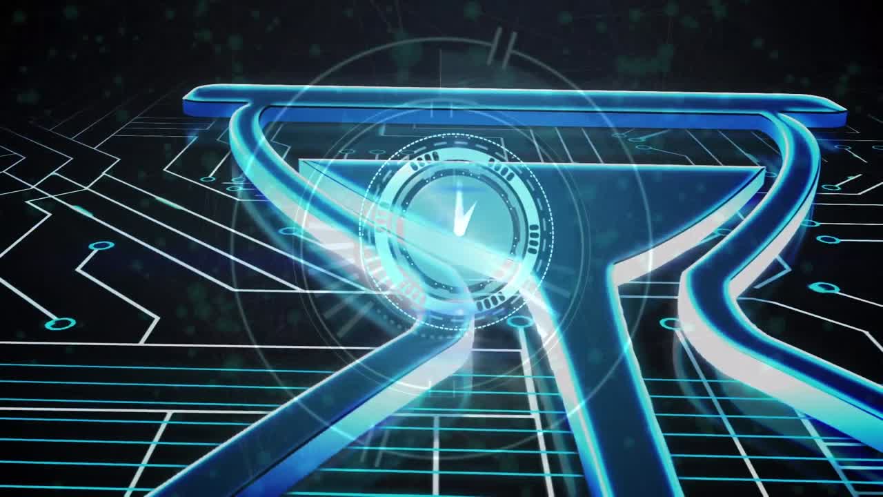 연결 네트워크를 통해 이동하는 시계의 애니메이션