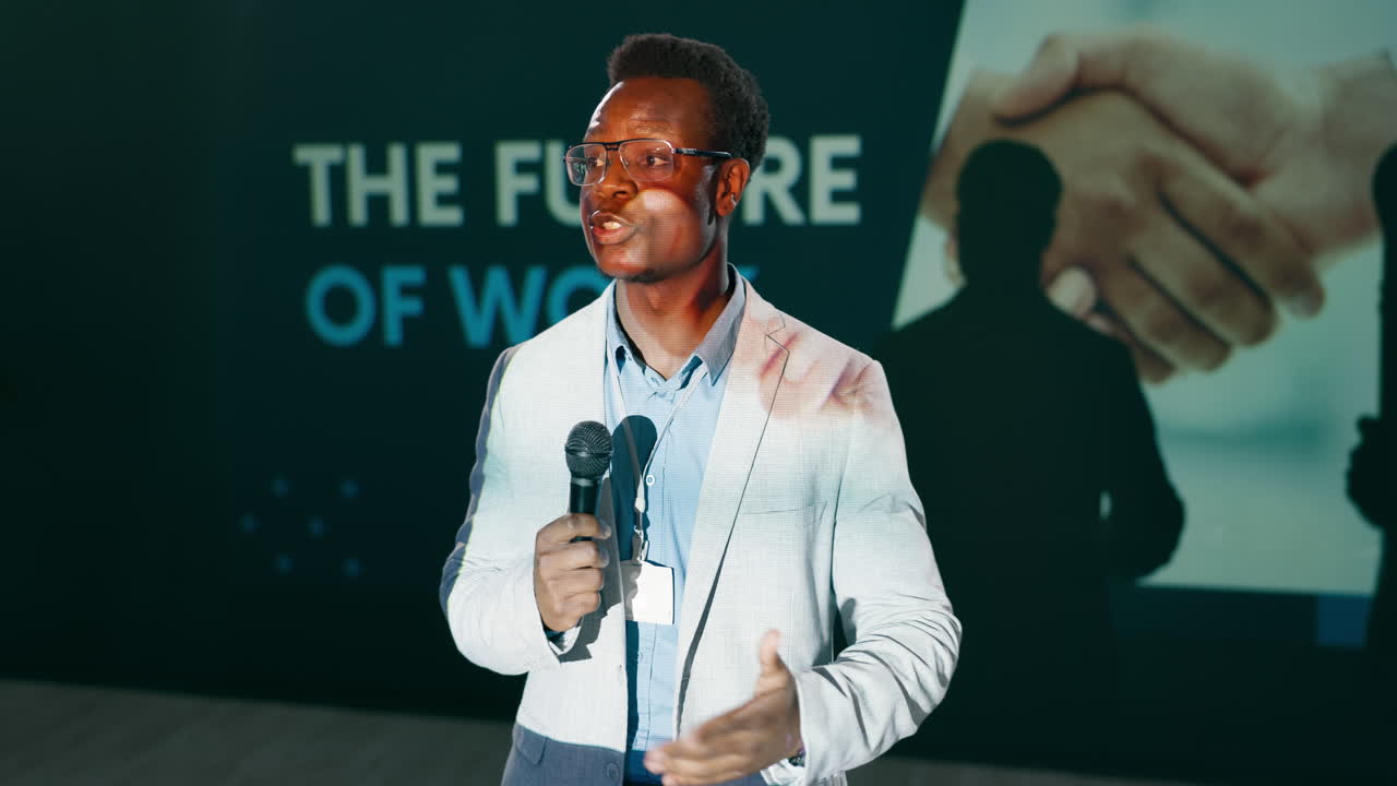 Man giving a presentation on the future of work