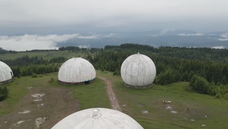 aerial shot over abandoned ussr radar station