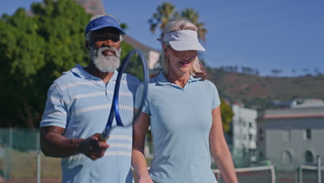 Senior Couple Enjoying Tennis on a Sunny Day