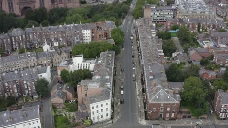 drone shot pulling away from georgian quarter