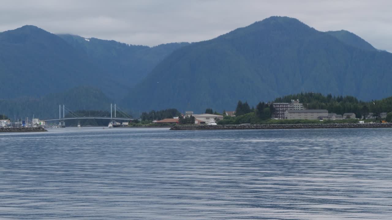 Sitka Channel, John O'Connell Bridge and ANB Harbor in Sitka, Alaska.