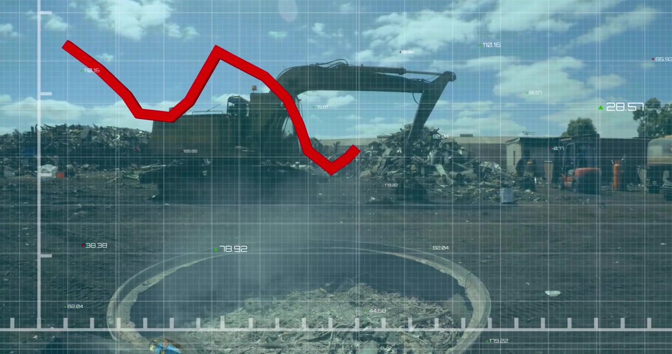 Animazione dell'elaborazione di dati finanziari su una discarica.