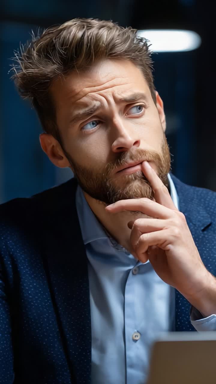 Contemplation and Reflection: A Thoughtful Man in a Business Setting, Deep in Thought as He Seeks Insight and Inspiration in a Modern Environment