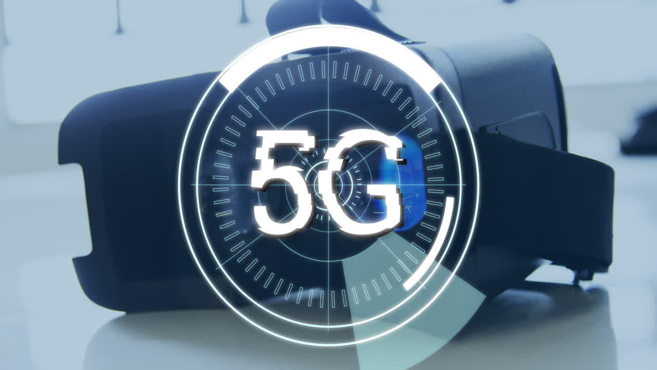 가상 고글과 미래의 원 4k의 한가운데에 쓰여진 5g