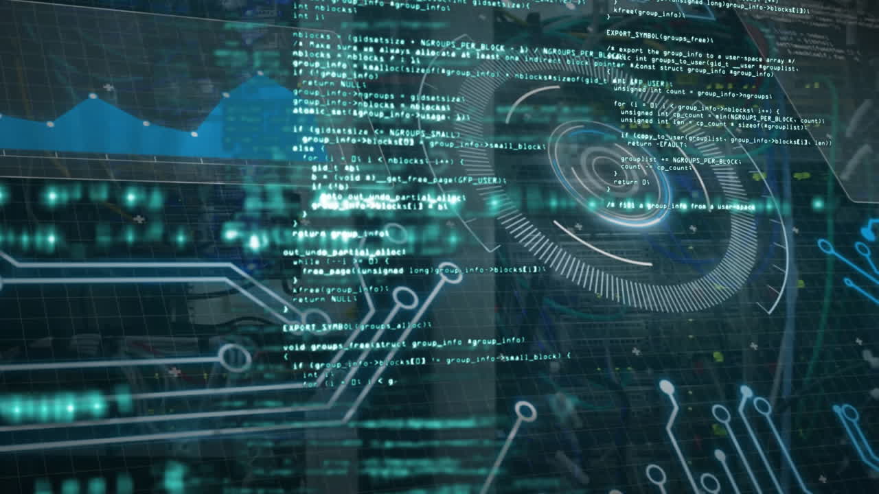 Animation of scope with computer circuit board and data processing