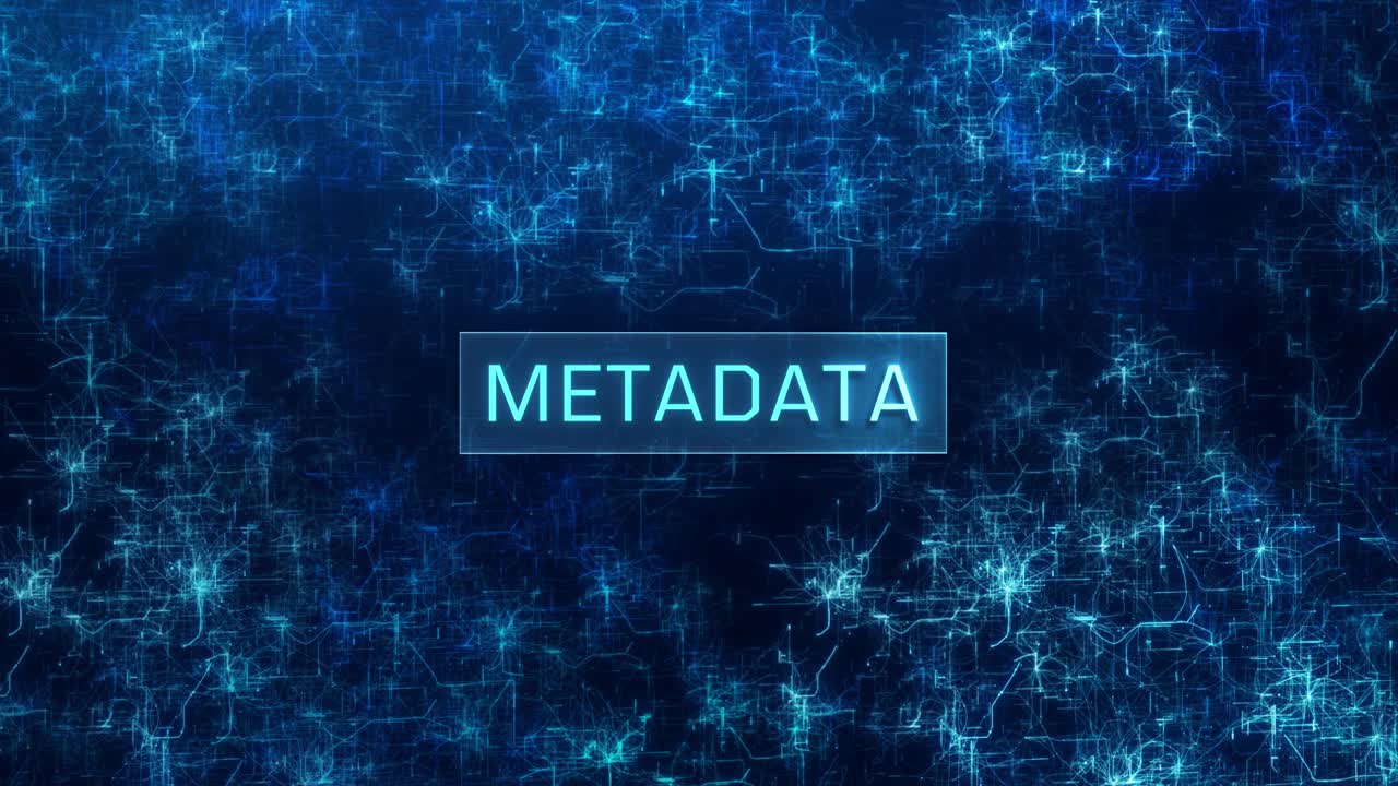 Glitch sinir ağı arka planı üzerinde METADATA konsepti. Soyut bilgisayar ağları üzerinde METADATA kavramı.