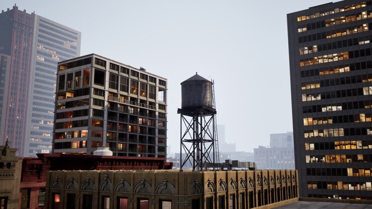 dettaglio del serbatoio della torre d'acqua di new york