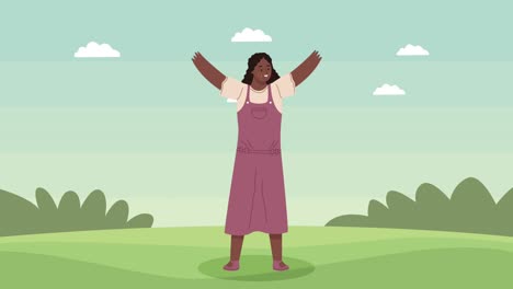 young woman in the camp character animation