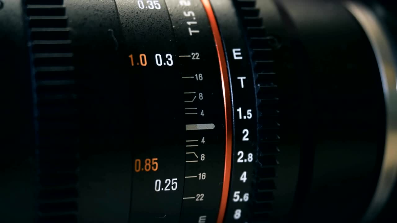 divisões do diafragma da lente e foco