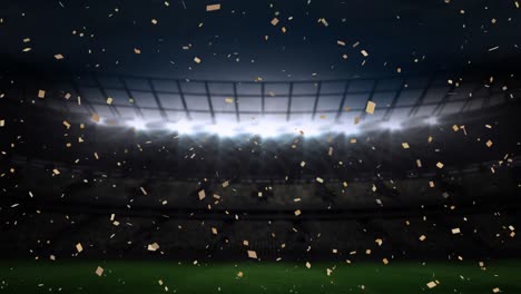 animation of confetti floating over sports stadium at night