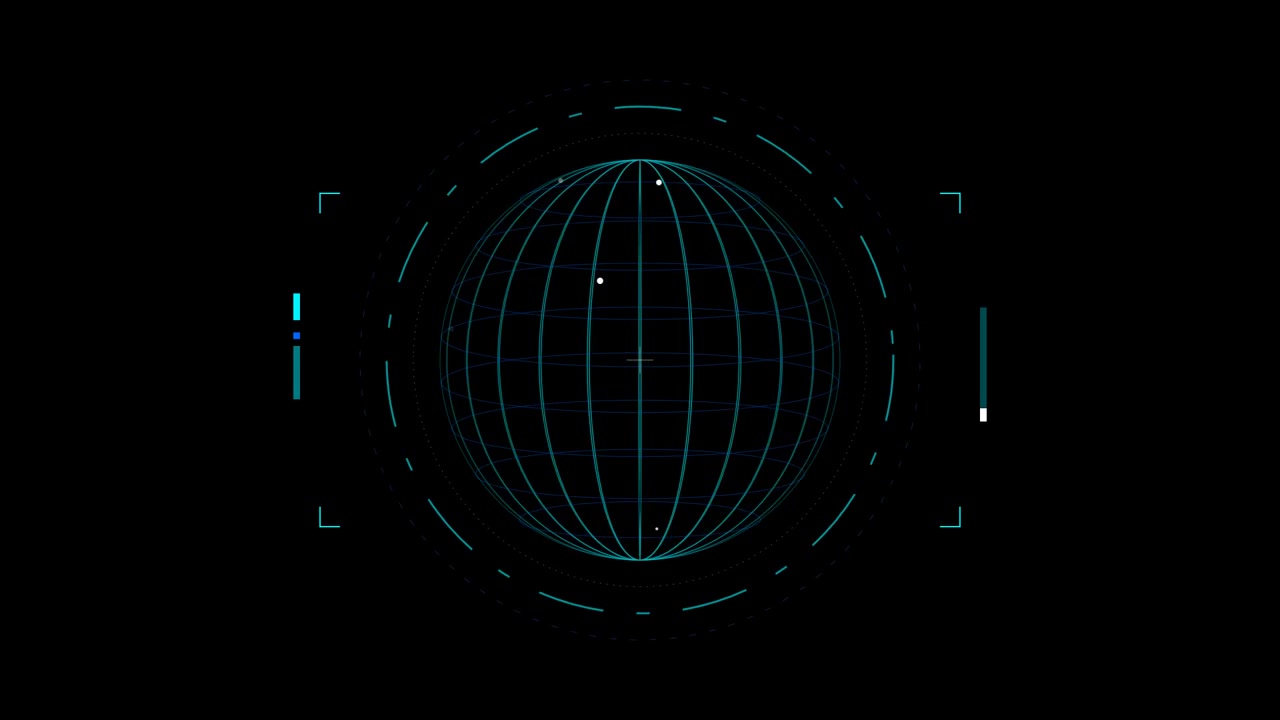 Digital HUD Globe Interface with Rotating Grid Lines