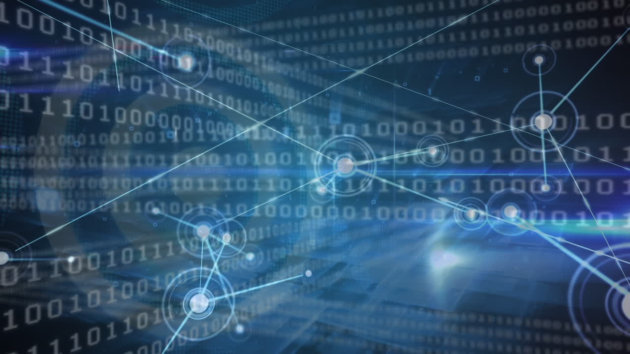 Animation of data processing over black background