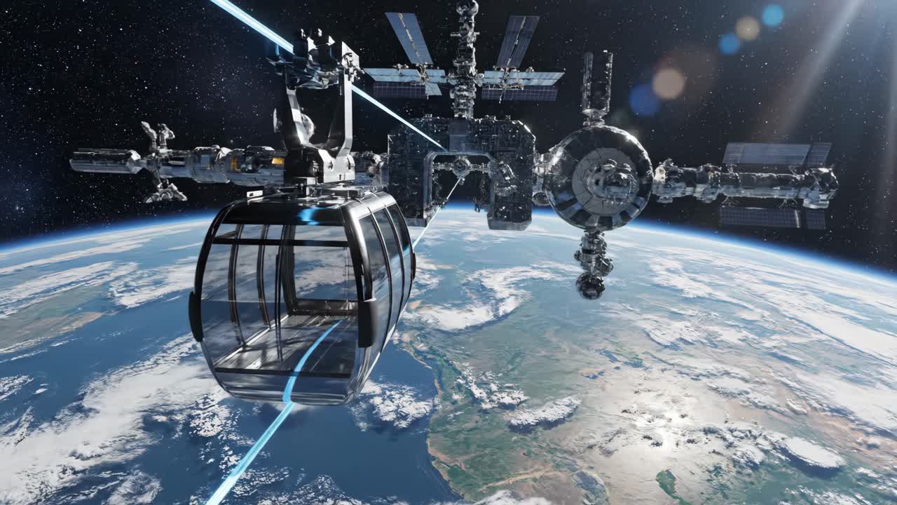 Futuristic Space Station with Earth View