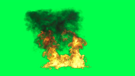 fire and smoke on green screen