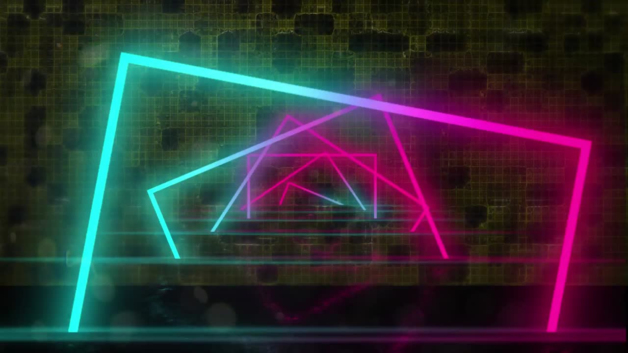 animación de formas de neón sobre un fondo negro