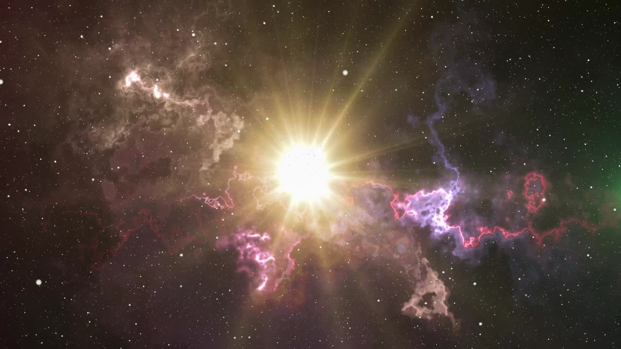 Abstract creative cosmic background, moving through space galaxy. Animation. Speed of light, seamless travel through a wormhole, time and space with millions of stars and nebulae