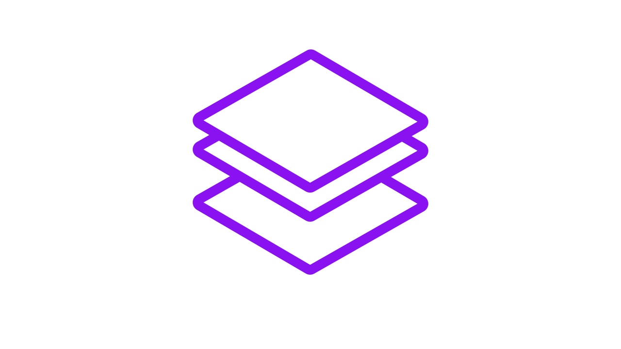 Animating Purple Stacked Layers Icon on White Background