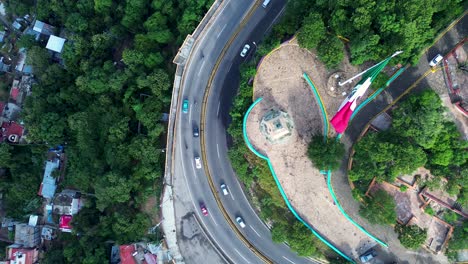 aerial view of a mexican flag and highway