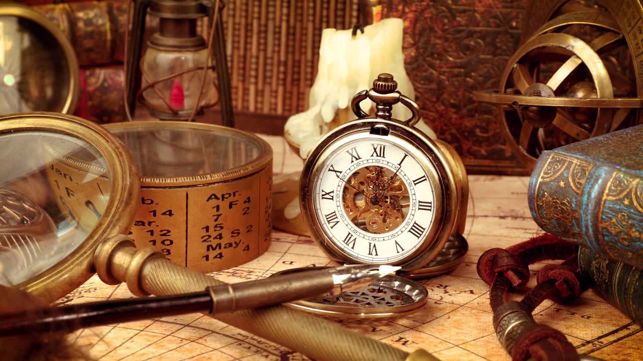 1565년의 오래된 지도에 그려진 빈티지 고정물입니다.