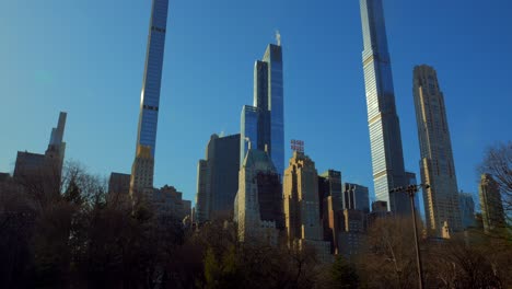 Billionaires'-Row---Ultra-luxury-Residential-Skyscrapers-Seen-From-The-Central-Park-In-Manhattan,-New-York-City