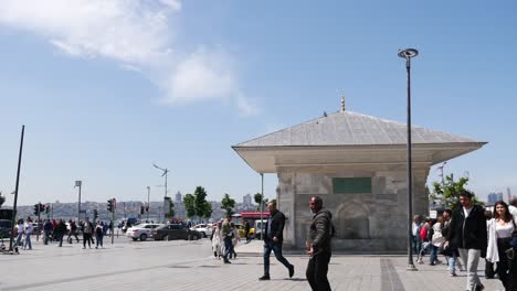 istanbul city scene with historical fountain