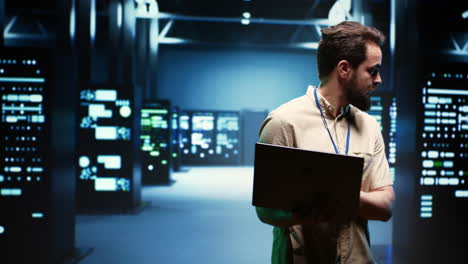 Engineer in cryptocurrency server farm