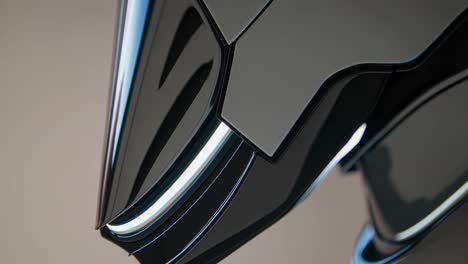close-up of a futuristic vehicle's headlight