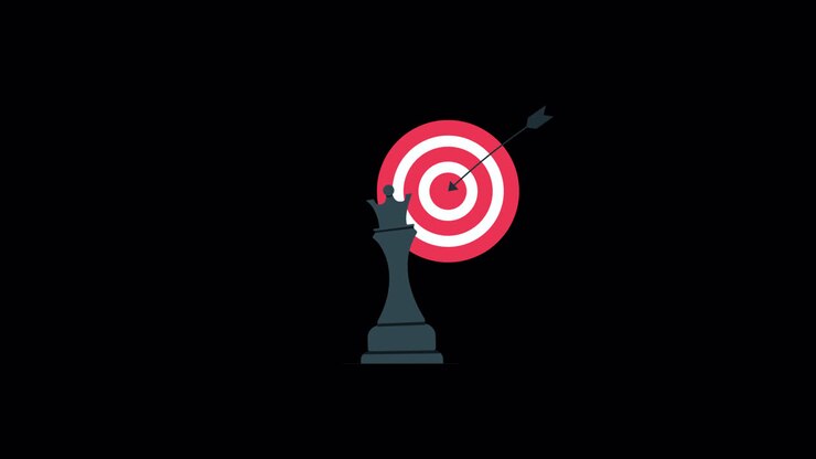 Chess Queen with Arrow Hitting Target Bullseye