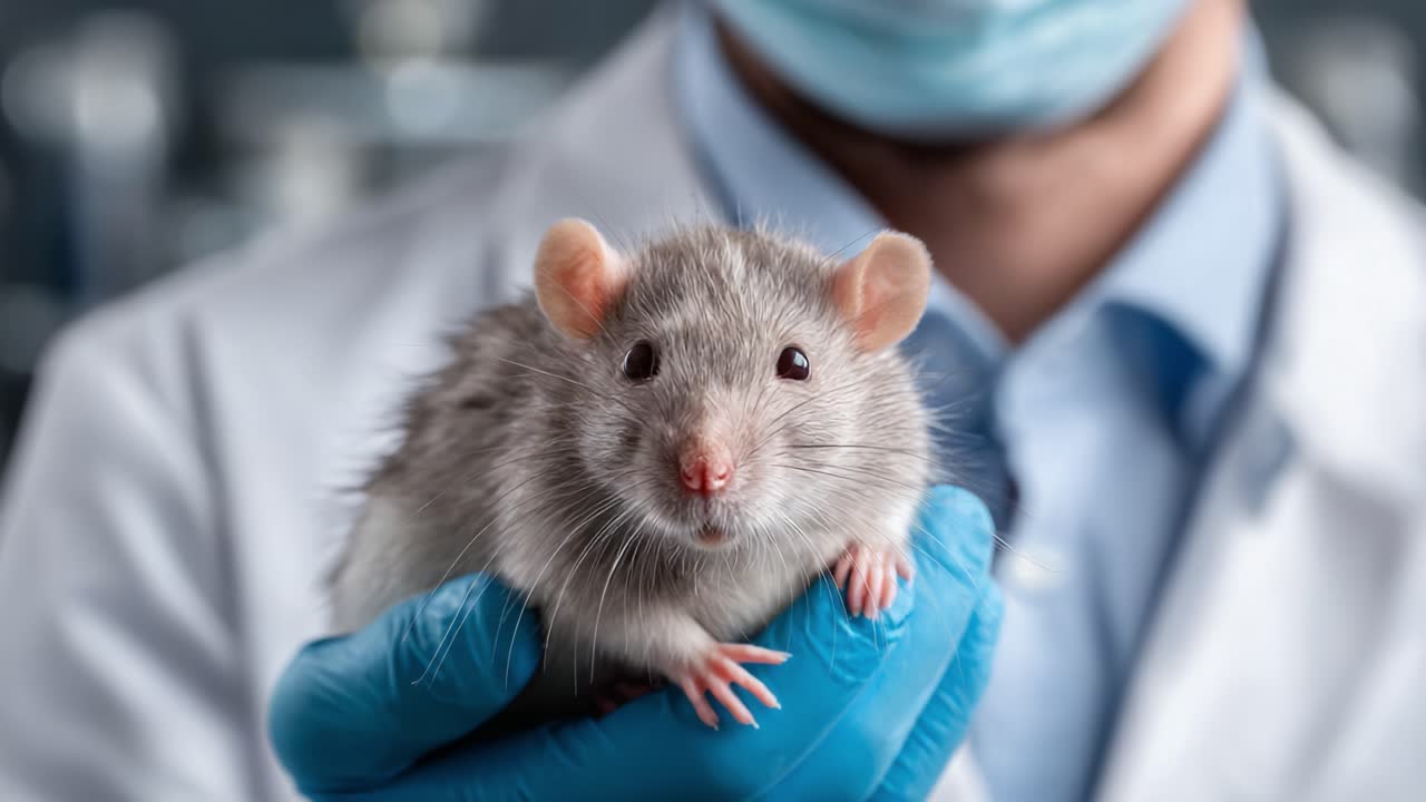 A Close-Up View of a Researcher Holding a Laboratory Rat, Emphasizing the Importance of Animal Models in Scientific Research and Medical Studies