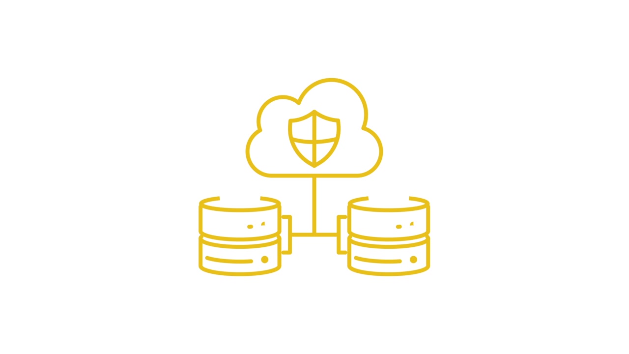 Cloud Computing Security Icon Connecting to Multiple Databases