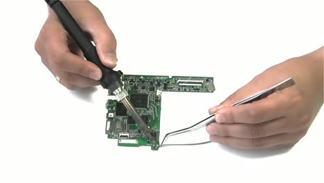 Wire-soldering-on-white-background
