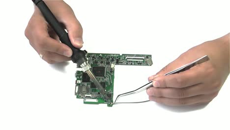 wire soldering on white background