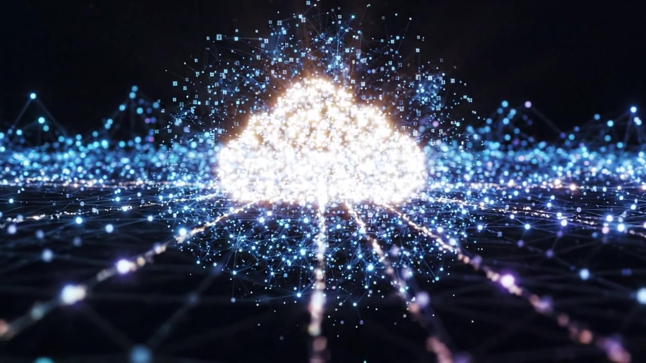 Un Viaggio Affascinante Attraverso un Vibrante Paesaggio Digitale di Nodi Connessi e Particelle Scintillanti, Rivelando la Profondità di una Rete di Comunicazione Futuristica