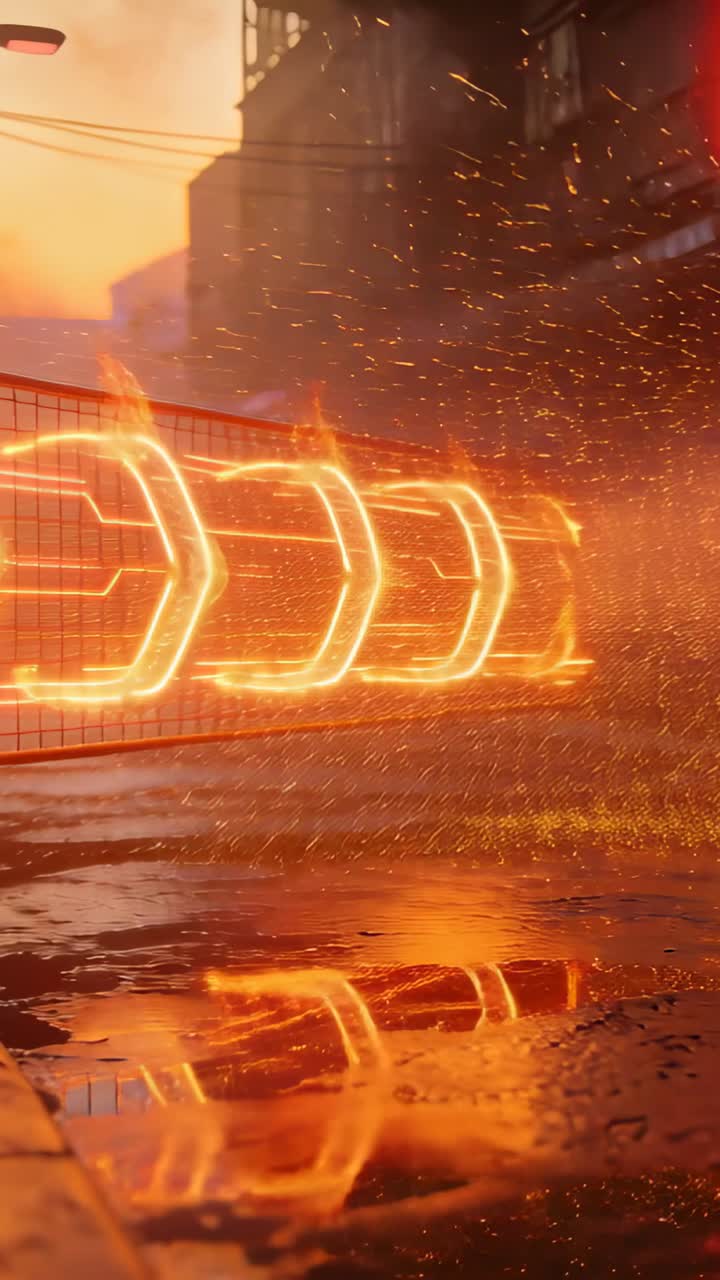Frecce Incandescenti in Rapido Movimento Lungo una Strada Urbana